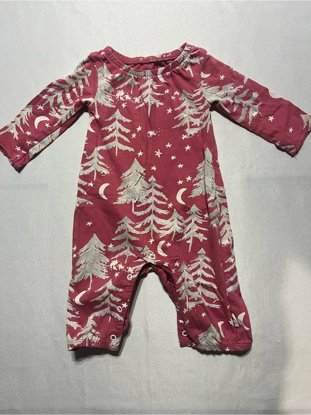 Burt’s Bees Baby 0-3M Maroon One-Piece Long Sleeve Nighttime Romper Snap Closure